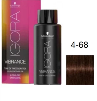 Фарба для волосся Schwarzkopf igora Vibrance безаміачна 4-68 Середньо-коричневий шоколадно-червоний 60 мл