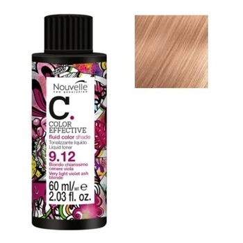 Деміперманентний барвник Nouvelle Liquid Toner 9.12 Дуже світлий блондин попелясто-фіолетовий 60 мл