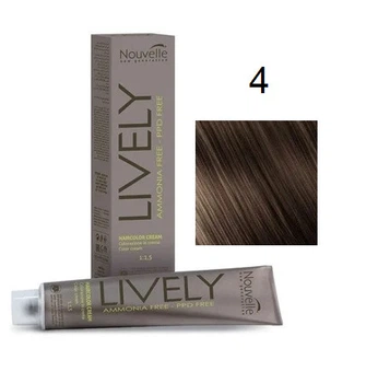 Крем-краска для волос безаммиачная Nouvelle Lively Hair Color 4 каштановый 100 мл