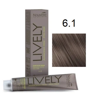 Крем-фарба для волосся безаміачна Nouvelle Lively Hair Color 6.1 Попелястий темний блонд 100мл