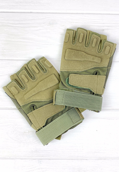 Перчатки армейские Combat Green беспалые военные XL
