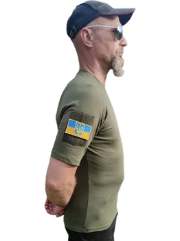 Військова футболка з шевронами герба та прапора України Розмір M 48 хакі 120164