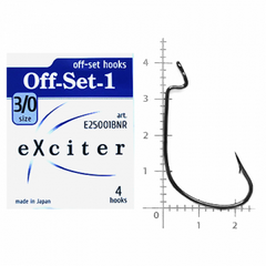 Крючок eXciter model Off-Set - 1 № 3/0 (4 hooks)