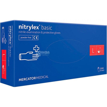 Перчатки Nitrylex basic медицинские нитриловые размер L 200шт Синие