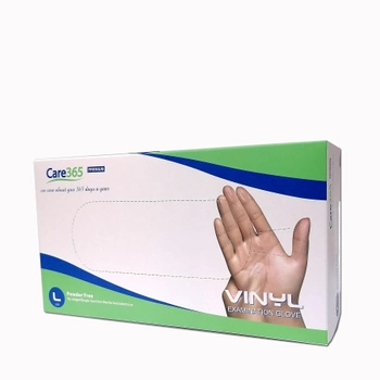 Перчатки Care 365 Виниловые неопудреные размер L 100 шт. Прозрачные