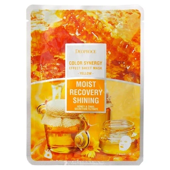 Тканевая маска для лица Deoproce Color Synergy Effect Sheet Mask Жёлтая (фильтрата улитки и мед) 20 г