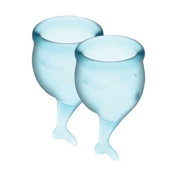 Набор менструальных чаш c мешочком для хранения Satisfyer Feel Secure (light blue), 15мл и 20мл
