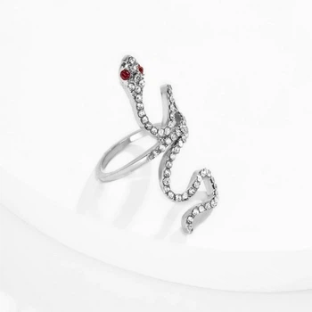 Кольцо змейка со стразами "Silver Snake", цвет серебро, 1 шт