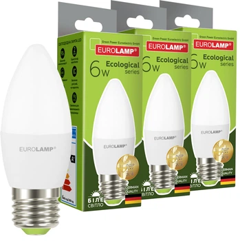 Светодиодная лампа EUROLAMP CL 6W E27 4000K (LED-CL-06274(P)) 3 шт