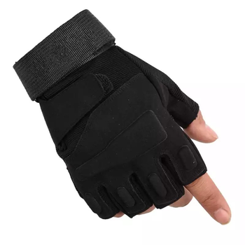 Беспалые тактические перчатки Тактические перчатки без пальцев Размер L Черный
