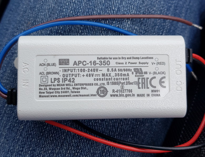 APC-16-350 MEAN WELL Блок Питания Драйвер для Светодиодов (LED) 16.8 ВТ, 12~48 В, 350 МА