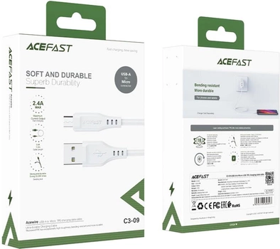 Кабель Acefast C3-09 USB - Micro 2.4A White