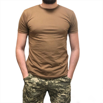 Армейская тактическая мужская футболка зсу однотонная койот размер М 46-48