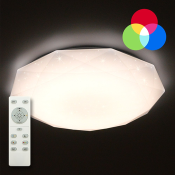 Люстра светодиодная потолочная LUMINARIA ALMAZ 60W RGB R495 SHINY 220V IP20, LED светильник с пультом ДУ