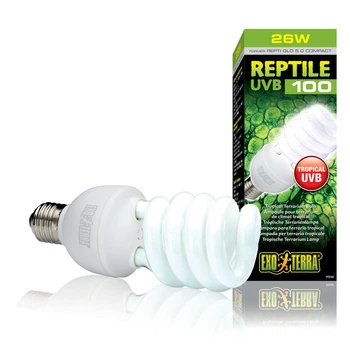 Компактна люмінесцентна лампа Exo Terra «Reptile UVB 100» для опромінення променями УФ-В спектра 26 W, E27 (для опромінення)