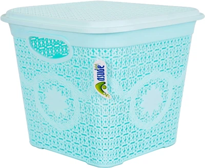 Кошик для зберігання з кришкою Asude Plastik 12 л Салатовий (ASD172-салат)