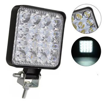 Светодиодная балка (дополнительная фара) 16LED 85*85мм квадрат 48W 12-24V Белая с режимом СТРОБОСКОП Autoexpect (05266)