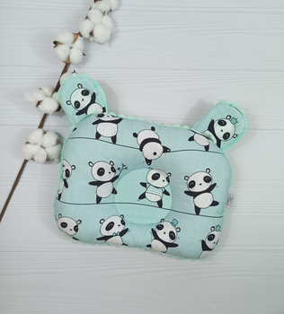 Дитяча ортопедична подушка a.l.babybox Панди акробати 24x32 М'ятний
