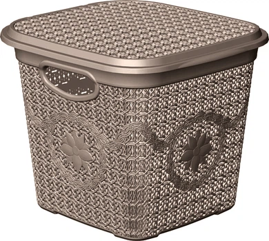 Корзина з кришкою глубокая ASUDE Plastik 12л, коричневий (ASD172-кор)