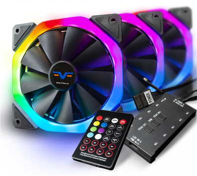 Набор RGB-вентиляторов + Fun hub + ДУ Frime Iris Galaxy KIT (Double Ring)