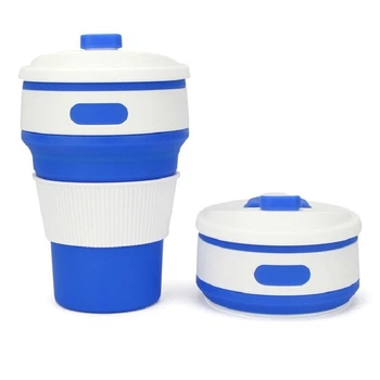 Складаний силіконовий стакан для напоїв Collapsible Coffee Cup (350м, екологічно чистий, компактний) - Синій