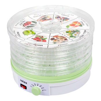 Сушарка для овочів та фруктів, м'яса риби електрична Rotex RD310-W 360 Вт 5 секцій ярусів новинка