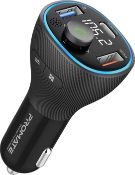 FM-трансмиттер Promate PowerTune-38W USB-A OTG/USB-A QC3.0/USB-C PD Black (powertune-38w.black)