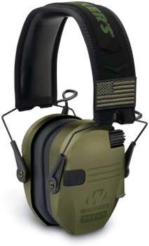 Навушники активні тактичні шумоподавлюючі Walkers Razor Slim Patriot 23db. Оливковый (Ranger Green)