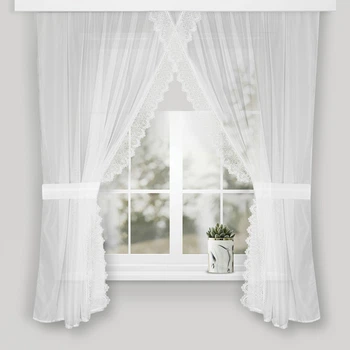 Тюль для кухни Adagio Windows Decor Мелиса, короткие кухонные шторы 250 х 170см, белые занавески