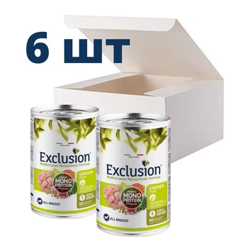 Упаковка вологого корму для собак Exclusion Adult Chicken з куркою 400г 6шт