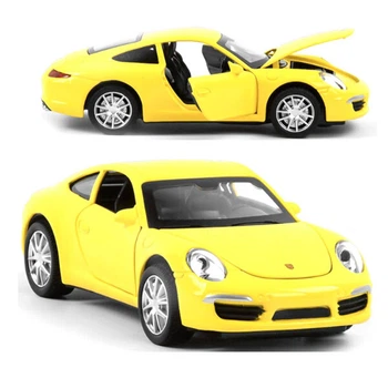 Машинка Porsche 911 Carrera S игрушка детская металлическая коллекционная моделька 15 см Желтый (8636274)