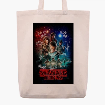 Еко сумка Дуже дивні справи (Stranger Things) (9227-3840-WTD) бежева з широким дном