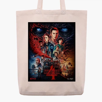 Еко сумка Дуже дивні справи (Stranger Things) (9227-3839-WTD) бежева з широким дном