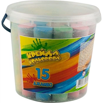 Крейда кольорова 15кол в пласт.відрі TIKI Jumbo 000031-GR
