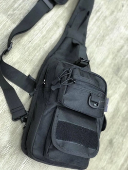 Тактическая нагрудная сумка с кобурой, много отделений, прочная и многофункциональная с липучкой Черная