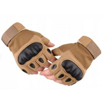 Тактические перчатки без пальцев Oakley цвет бежевые Tactical Gloves PRO beige для ЗСУ ТРО ССО размер XL