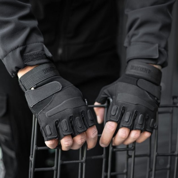 Тактические перчатки без пальцев HIMARS цвет чорний Tactical Gloves PRO black для ЗСУ ТРО ССО размер L