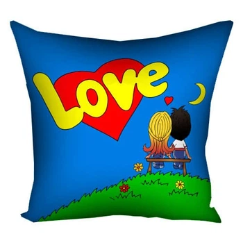 Подушка з принтом 40х40 см Love is (синя)