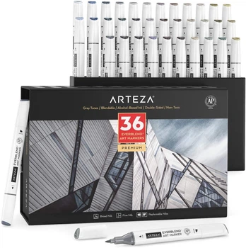Спиртовые маркеры Arteza Alcohol Art Markers 36 серых тонов (‎ARTZ-8907-1)
