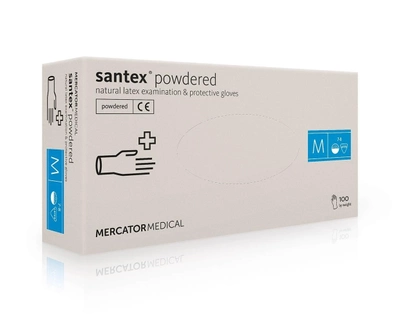 Рукавички медичні Mercator Medical Santex® Powdered латексні нестерильні припудрені М 100 шт Кремові (6736057)