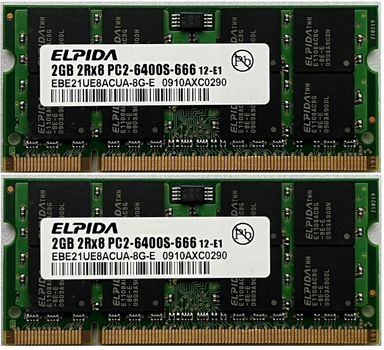 Оперативная память Elpida SoDimm 4Gb (2*2Gb) DDR2 800MHz PC2-6400 CL6 (EBE21UE8ACUA-8G-E) Б\у