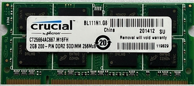 Оперативная память Micron SoDimm 2Gb DDR2 667MHz PC2-5300 CL5 (CT25664AC667) Б\у