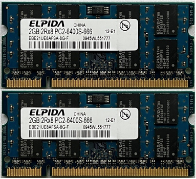 Оперативная память Elpida SoDimm 4Gb (2*2Gb) DDR2 800MHz PC2-6400 CL6 (EBE21UE8AFSA-8G-F) Б\у