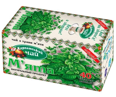 Трав'яний чай Карпатський чай М'ята в пакетиках 40 шт