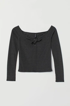 Лонгслив H&M XS чорний біла смужка 25026815618