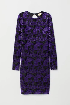 Платье H&M 36 черно фиолетовый 2001689073