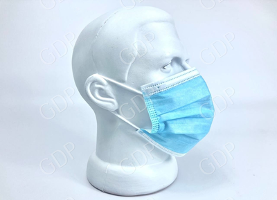 Защитная маска одноразовая трехслойная паянная с фиксатором для носа синяя ящик 2500 шт.