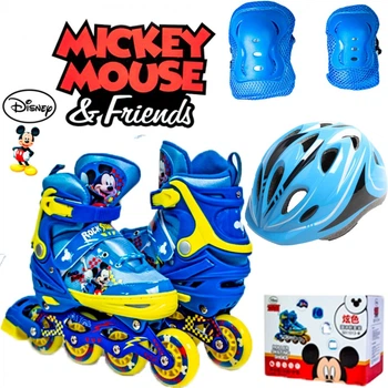 Ролики Комплект роликов Disney Mikey2 34-38 Все колеса светятся Защита + Шлем с регулировкой и маячком