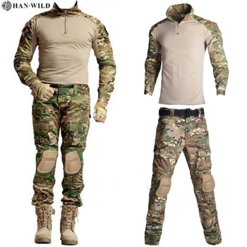 Тактичний військовий костюм HAN WILD G2 Multicam Убакс і Штани із Захистом колін L Мультикам HWM00268-2