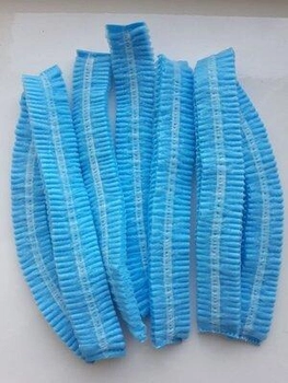 Шапочка медична на подвійній резинці Polix PRO&MED зі спанбонду блакитна 100 штук